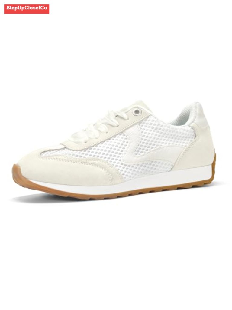 Fashion Sneakers Retro Trainers Casual Walking Shoes With Multi-Material Laces